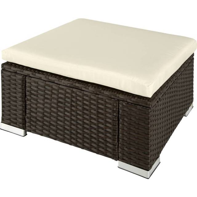 Tectake Footstool Rattan - Dark Grey, Grey