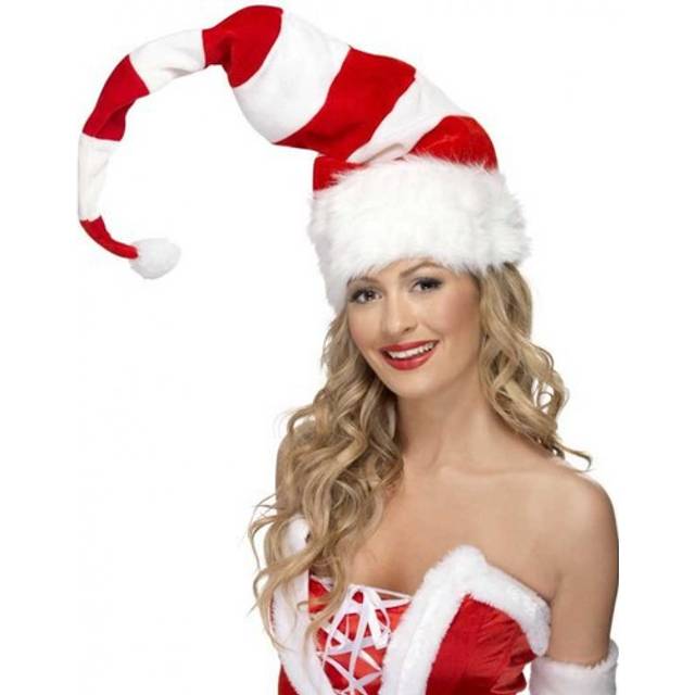 Smiffys striped santa hat, red & white