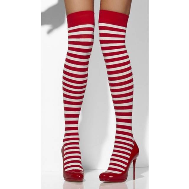 Smiffys opaque hold-ups, red & white
