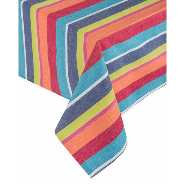 Homescapes Multi Stripe Tablecloth, 54 x 70 Inches - Multi Colour