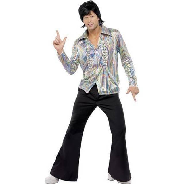 Smiffy's Adult Men's 70's Retro Costume, Psychedelic Pattern, Shirt And Flares, -