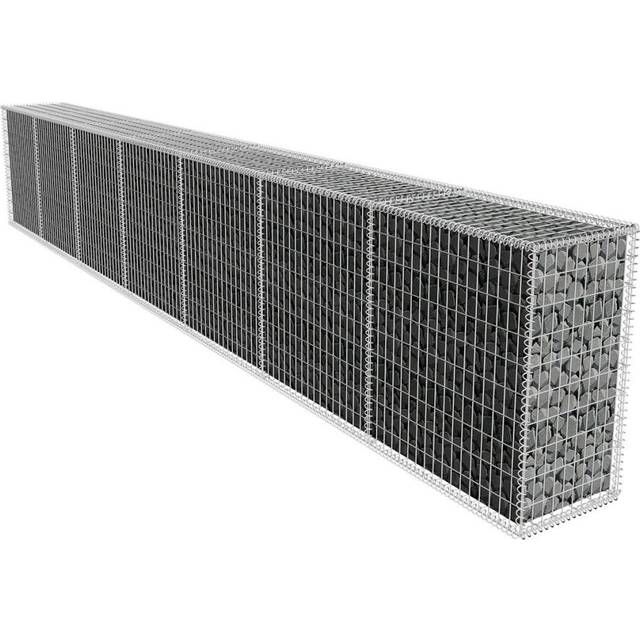 vidaXL Gabion Wall with Cover Galvanised Steel 600x50x100 cm - Silver