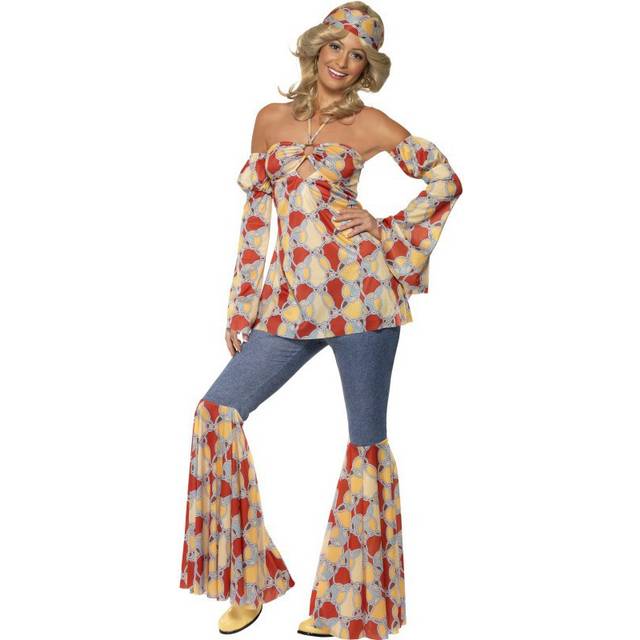 Large Multi Coloured Women's Vintage Hippy 1970's Fancy Dress Costume. -  fancy dress costume hippy 70s vintage hippie adult womens 1970s 60s retro