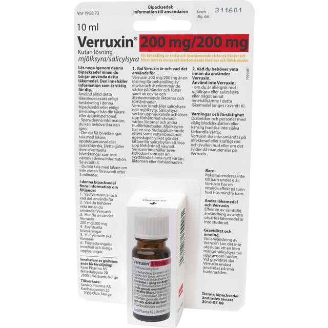 Verruxin, kutan lösning 200 mg/200 mg 10 ml