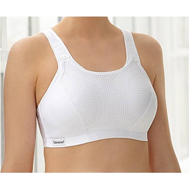 Glamorise Full Figure Plus Size Adjustable Wirefree Sport Bra - White