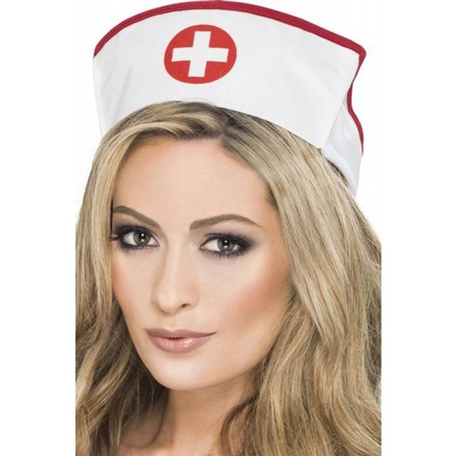 Adult's Fancy Dress Nurse Hat -  hat nurse fancy dress nurses costume elastic fabric smiffys ladies accessory hood