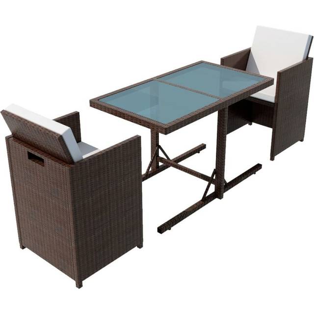 vidaXL Bistrogrupp 3 delar med dynor konstrotting brun