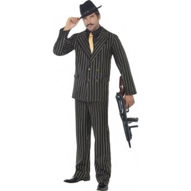 Pinstripe gangster mens fancy dress italian mafia mob 1920s suit adults costumes