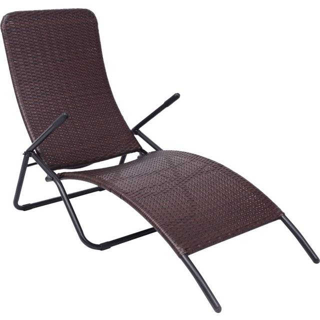 vidaXL Folding Sun Lounger Poly Rattan Black