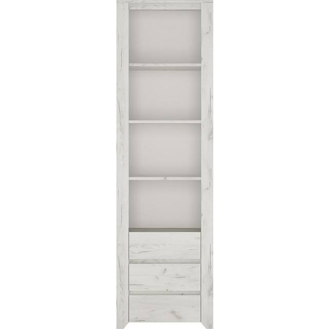 Angel Tall Narrow 3 Drawer Bookcase In White Craft Oak Effect, White