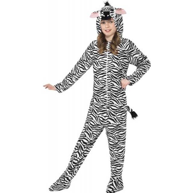 Smiffy's Children's Unisex All In One Zebra Costume, Jumpsuit With Hood, Party -  fancy dress costume kids animal boys girls zoo farm pet 412 outfit