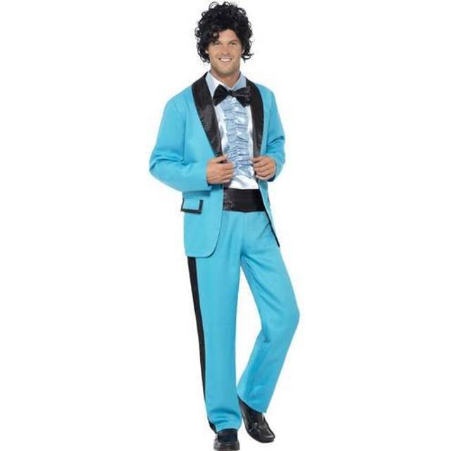 Smiffy's Adult Men's 80's Prom King Costume, Jacket, Trousers And Mock Tuxedo -  prom king costume fancy dress mens 80s outfit tuxedo wedding singer