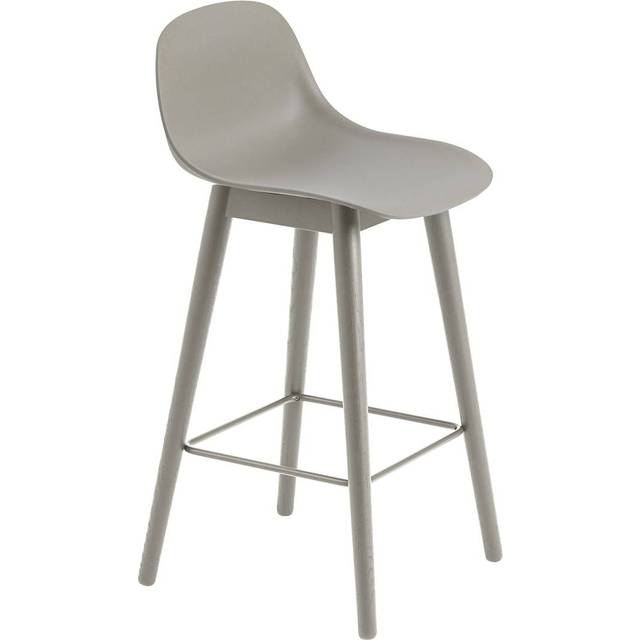 Muuto Fiber barstool with backrest 65 cm Natural white-oak legs