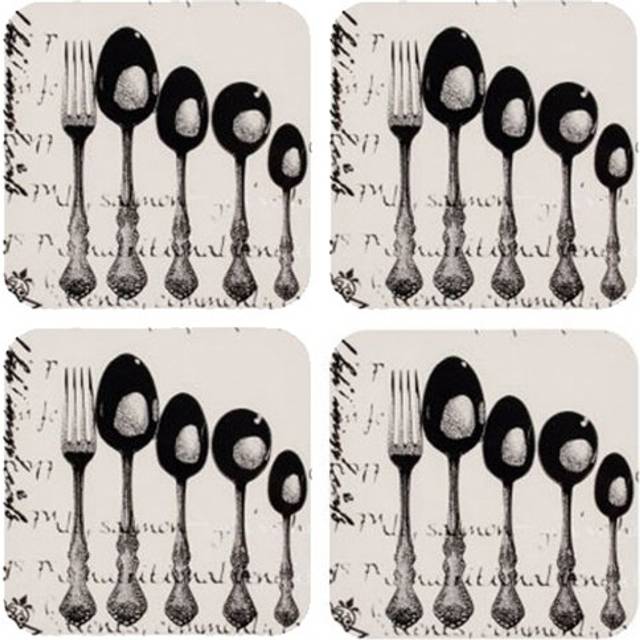 Ladelle Silverware Hardboard Set of 4 Coasters