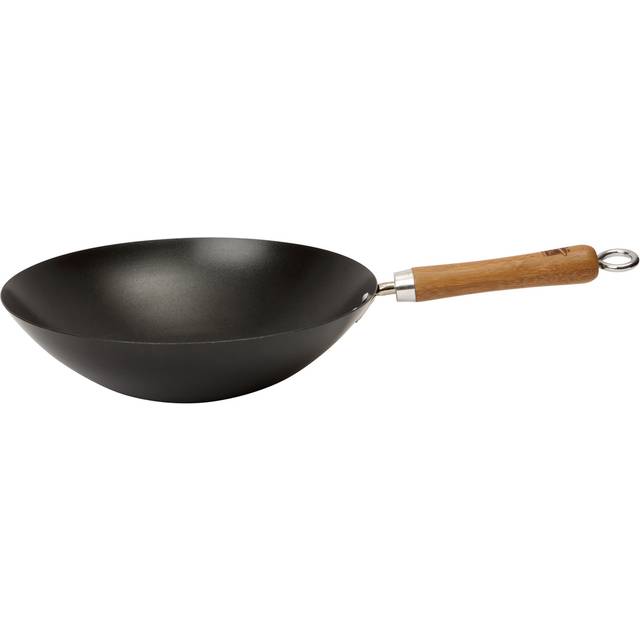 "School of Wok ""Wok Star"" Non-Stick Carbon Steel Wok, Silver, 12-Inch"