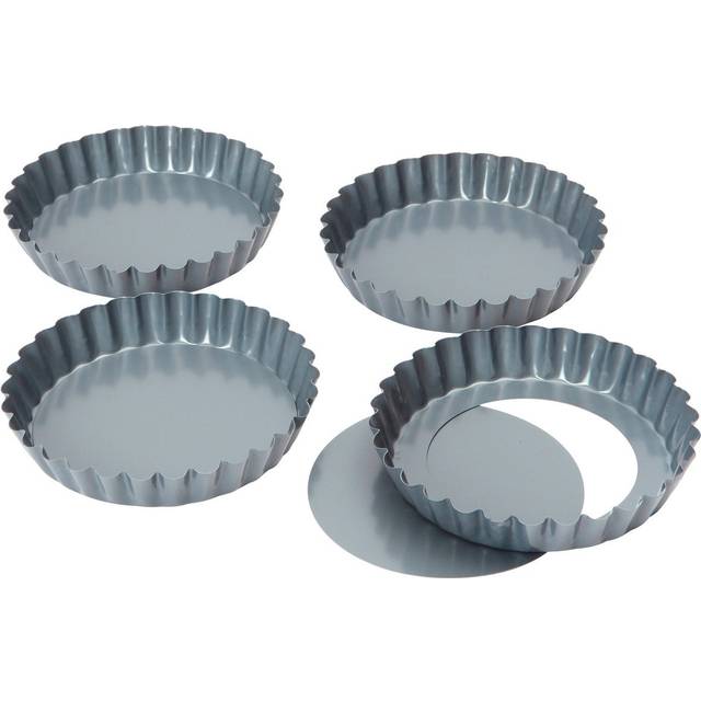 Dexam Non-stick loose base Mini Quiche/Tart pan, 12 cm x 2cm Set of 4