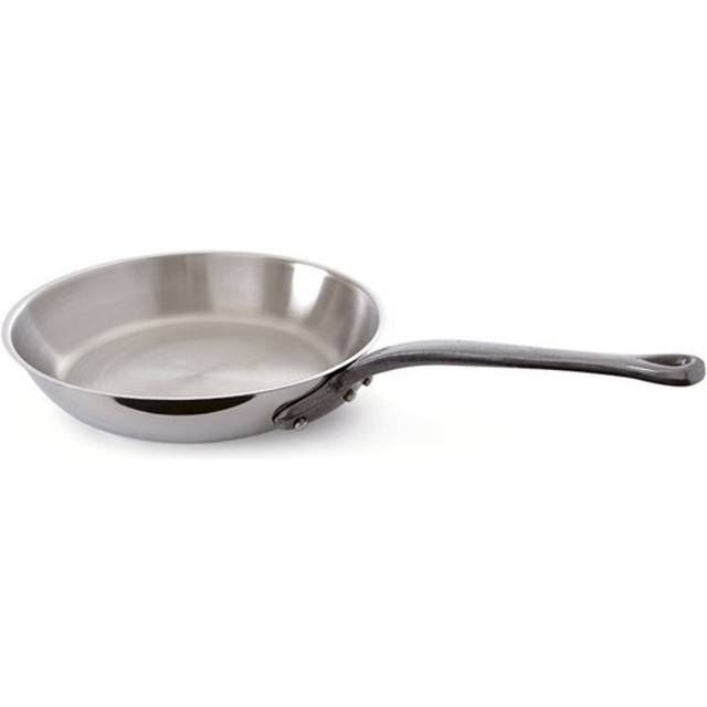 Mauviel M'Cook 5-Ply Polished Stainless Steel Fying Pan With Cast Stai