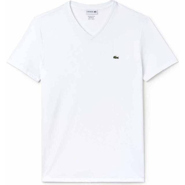Embroidered Logo T-Shirt in Jersey Cotton with V-Neck - White - XL