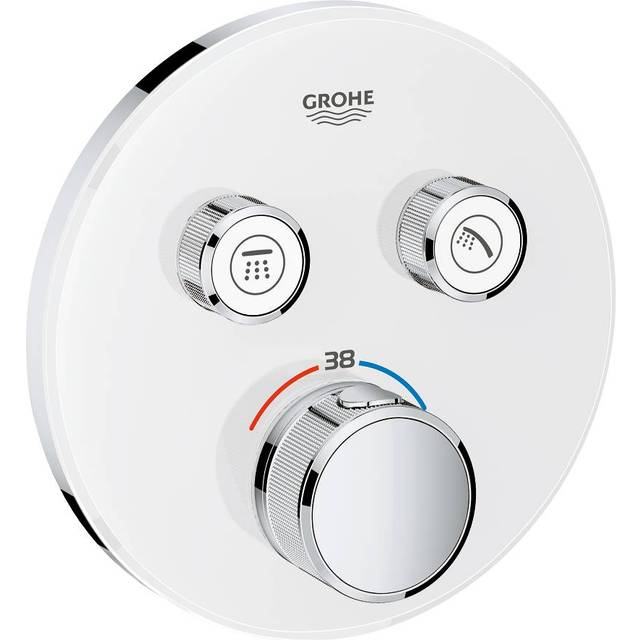 Grohe Grotherm Smart Control Thermostatic Round Trim Moon White For 2 Outlet - 29151LS0 Concealed Body Required?: Not Required