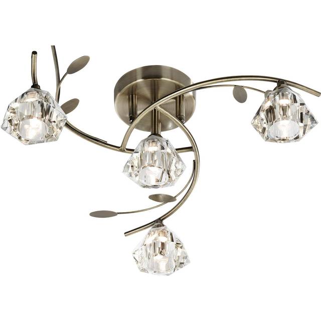 Searchlight 2634-4AB Sierra - 4 Light Semi-flush Antique Brass Clear G