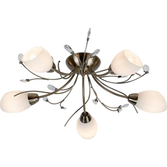 Searchlight 1765-5CC Gardenia 5 Light Chrome Semi-flush Fitting White