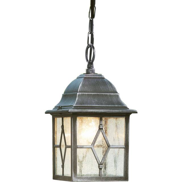 Searchlight 1641 Genoa - 1 Light Outdoor Pendant Black Silver Leaded G