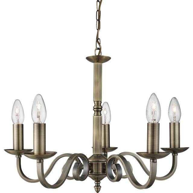 Searchlight 1505-5AB Richmond - 5 Light Ceiling Antique Brass Scroll A