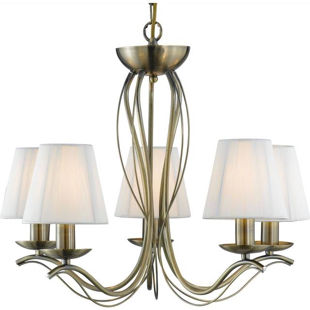 Searchlight 9825-5AB Andretti - 5 Light Ceiling Antique Brass Cream St