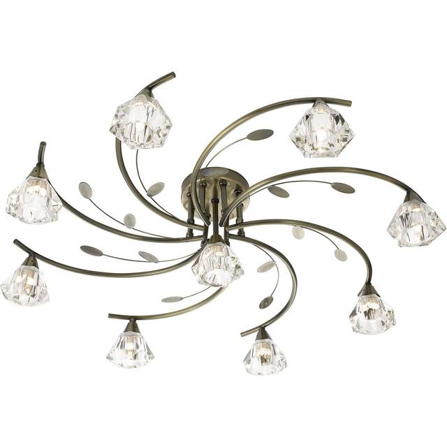 Searchlight 2639-9AB Sierra - 9 Light Semi-flush Antique Brass Clear G