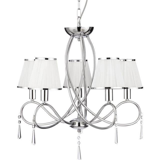 5 Light Chrome Pendant With Fabric String Shades