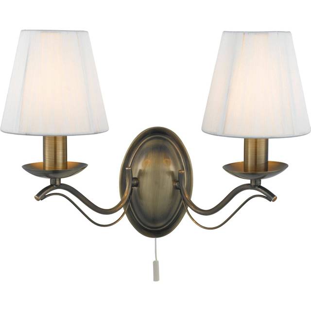 Searchlight 9822-2AB Andretti - 2 Light Wall Bracket Antique Brass Cre