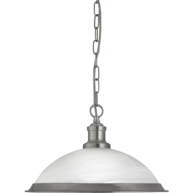 Searchlight 1591AB Bistro - 1 Light Pendant Antique Brass Marble Glass
