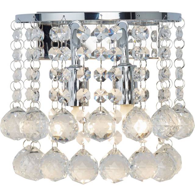 Searchlight 2402-2CC Hanna Chrome 2 Light Round Wall Bracket Clear Cry