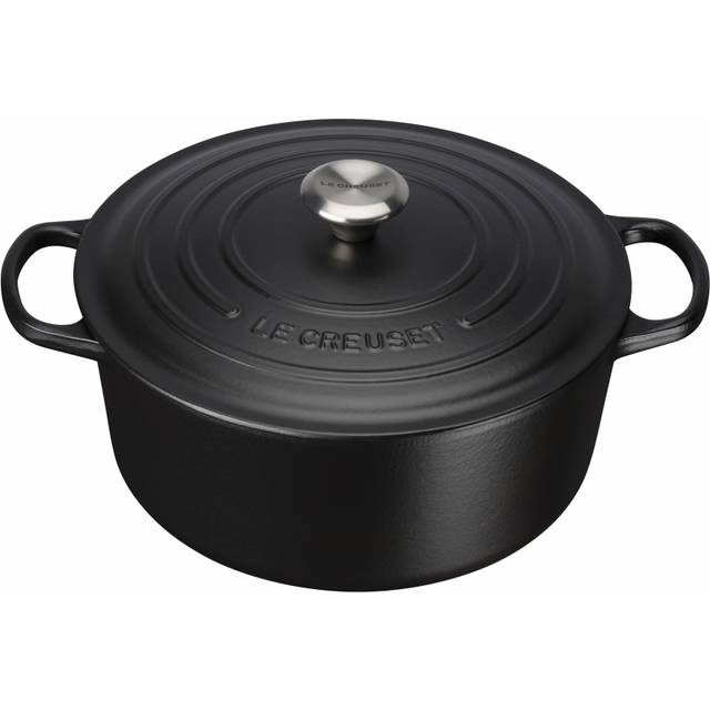 Le Creuset rund gryta med lock, svart matt, Ø 24 cm, 4,2 l