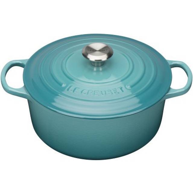 Le Creuset Signature Gjutjärnsprinkler med lock, Ø 26 cm, rund, lämplig för alla typer av spisar och induktion, volym: 5,3 l, 5,135 kg, karibik