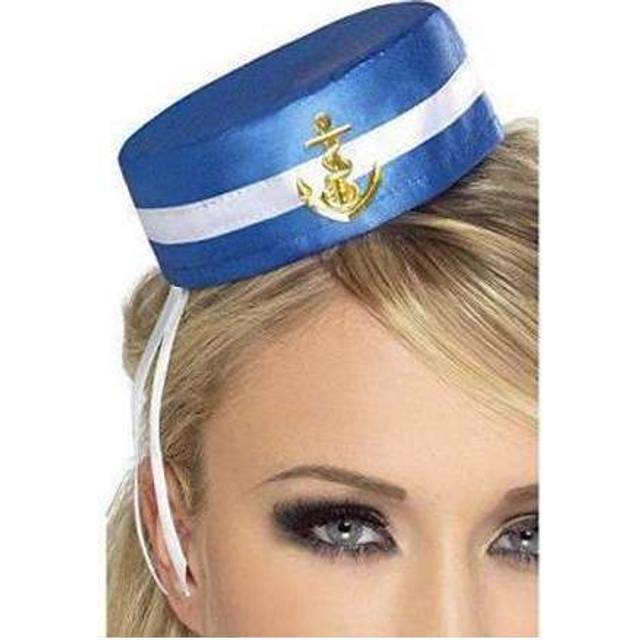 Smiffy's Pill Box Sailor Hat - Blue -  hat sailor pill box fancy dress ladies mini costume navy accessory womens hen
