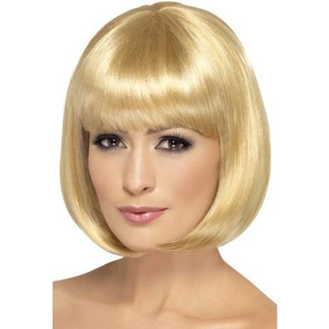 Smiffy's Women's 12inch Short Dark Blonde Bob With Bangs, One Size, Partyrama -  dark wig partyrama blonde fancy dress bob 12 short womens smiffys