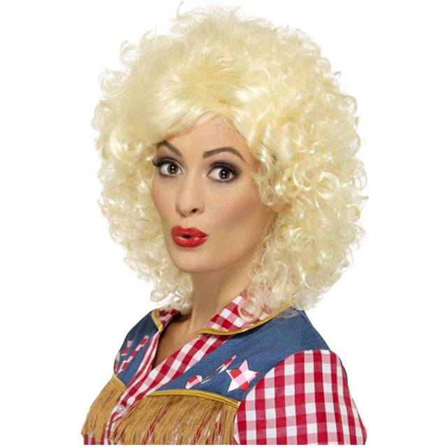 Blonde Rodeo Doll Wig -  ladies 80s cowgirl rodeo doll wig fancy dress womens wild west costume accessory blonde dolly parton adult womans