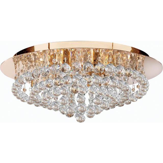 Searchlight 3408-8GO Hanna 8 Light Gold Round Flush Clear Crystal Ball