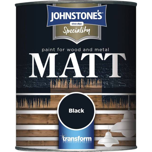 Johnstone's Wood & Metal Black Matt Paint 250ml - Johnstone's Paint
