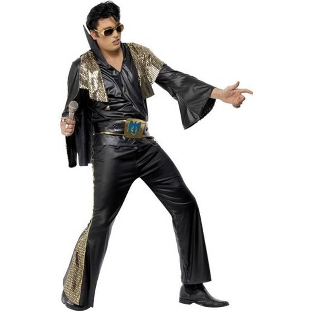 Mens 70s 1970s licensed elvis presley fancy dress costume black by smiffys