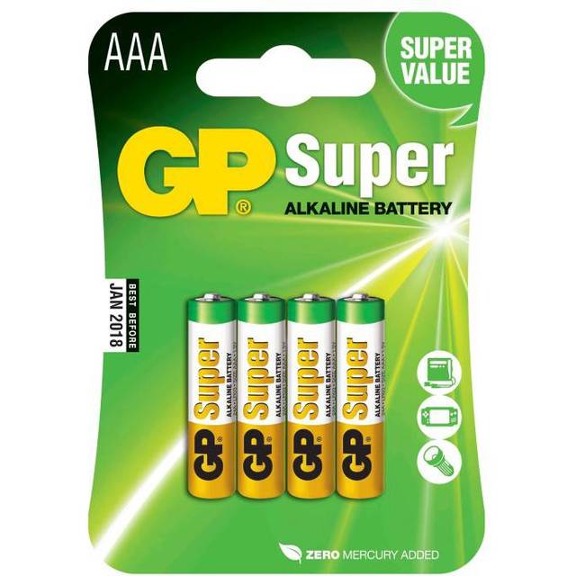 GP Batteries LR03 1.5 V SUPER Alkaline Micro AAA Battery (Pack of 4)