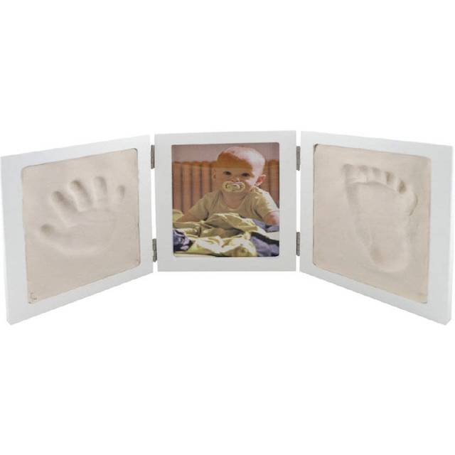 Bieco Set för gipsavtryck baby hand och fot | komplett babyavtrycksset med 3D-bildram av trä | Bilder set med ram för handavtryck baby | gibsavtrycksset händer | set med fotavtryck baby