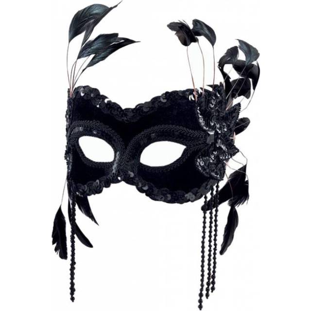 Official Forum EM196 Black Velvet & Feathers Mask Eye Masks