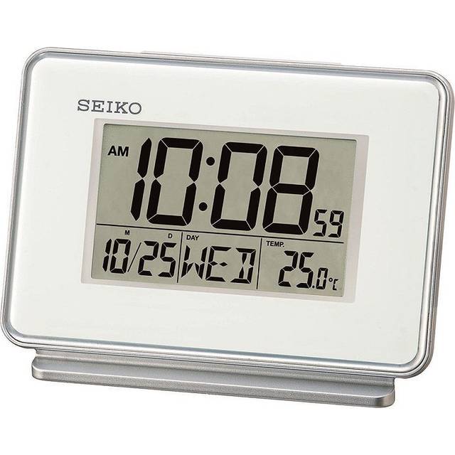 Seiko QHL068W LCD Dual Alarm Calendar Clock White