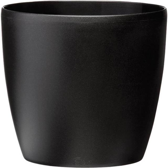 Elho Brussels Plastic Plant Pot Indoor Durable 100% Recyclable - Black - 16cm