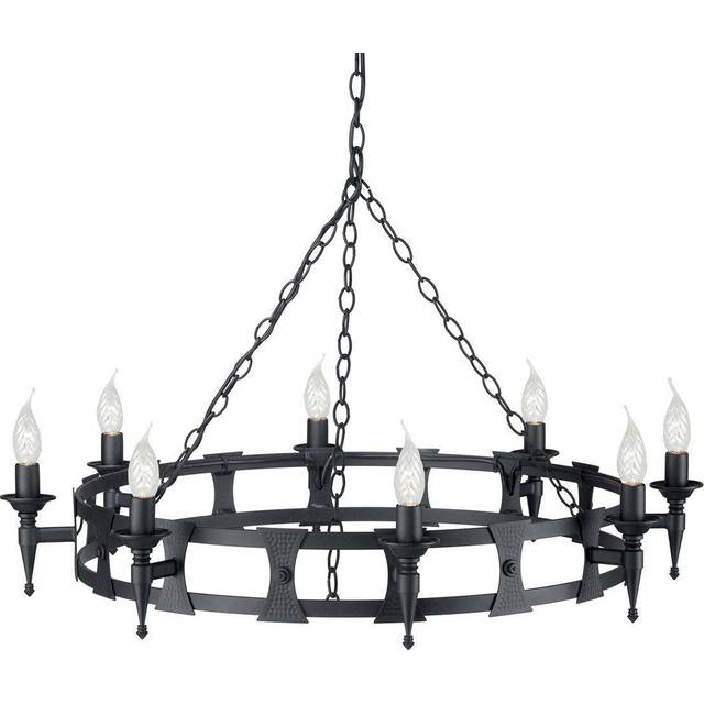 Elstead SAX8 BLK Saxon Eight Light Chandelier Black