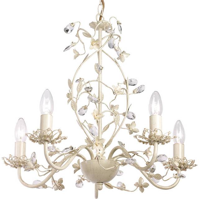 Ensora Lighting Tessa 5 Light Chandelier Ceiling Light, Cream