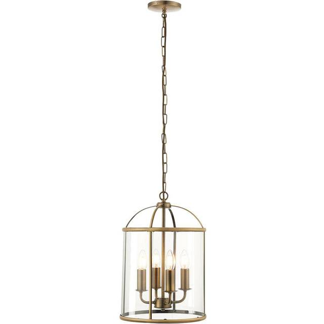 Endon 70324 Lambeth 4 Light Ceiling Pendant In Satin Nickel And Clear Glass