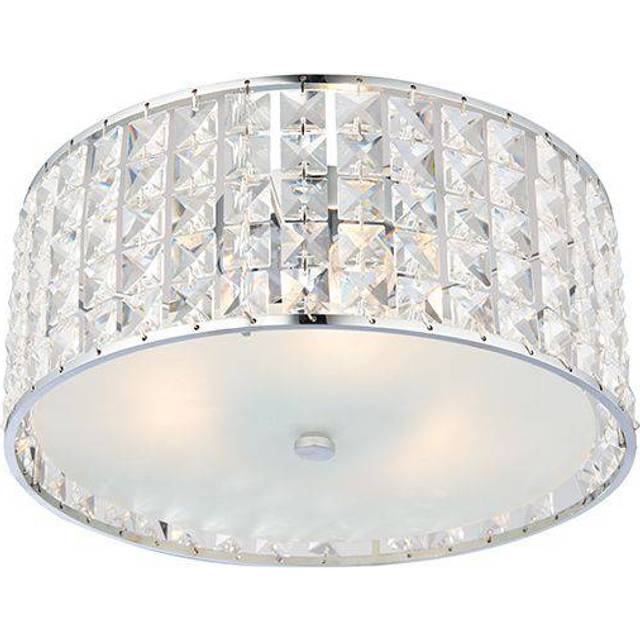 Ensora Lighting Imani Bathroom Flush Ceiling Light, Silver
